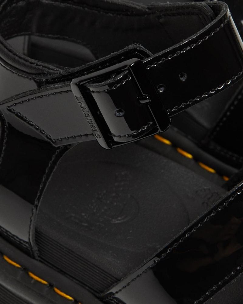 Dr Martens Blaire Patent Lær Gladiatorsandaler Dame Svarte | Norge 493FDN